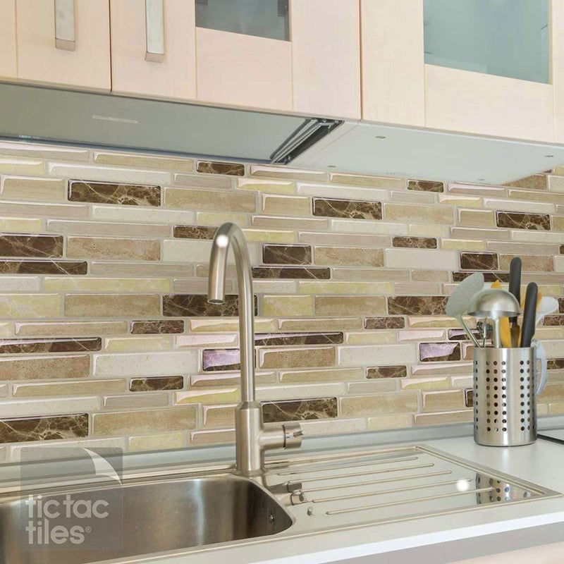 Tic Tac Tiles Peel and Stick Self Adhesive Removable Stick On Kitchen Backsplash Bathroom 3D Wall Sticker Wallpaper Tiles in Polito Designs (10 Sheets, Bella) - Image 5
